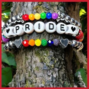 Pride Rainbow elastic bracelet set ( New Handmade )